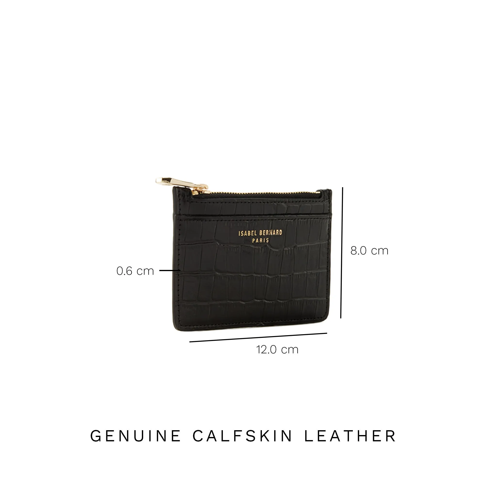 Honoré Aveline croco black calfskin leather card holder