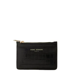 Honoré Aveline croco black calfskin leather card holder