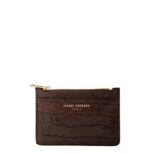 Honoré Aveline croco brown calfskin leather card holder