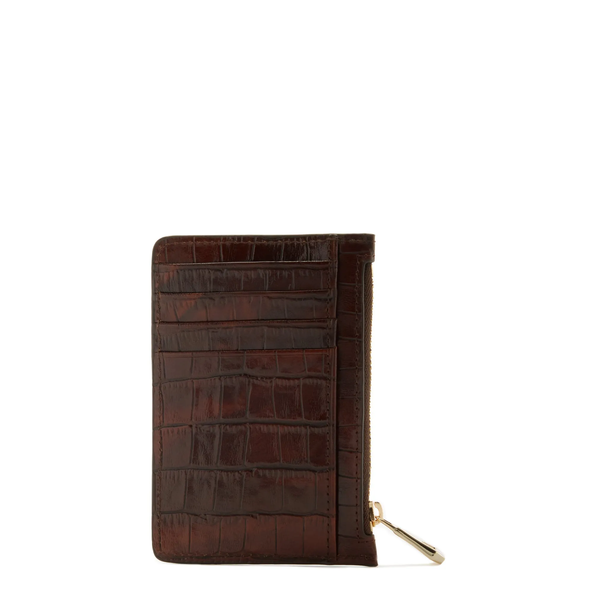 Honoré Aveline croco brown calfskin leather card holder