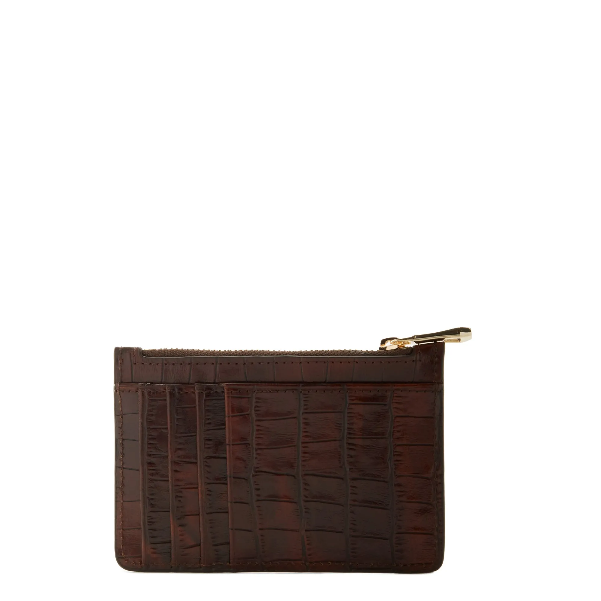 Honoré Aveline croco brown calfskin leather card holder