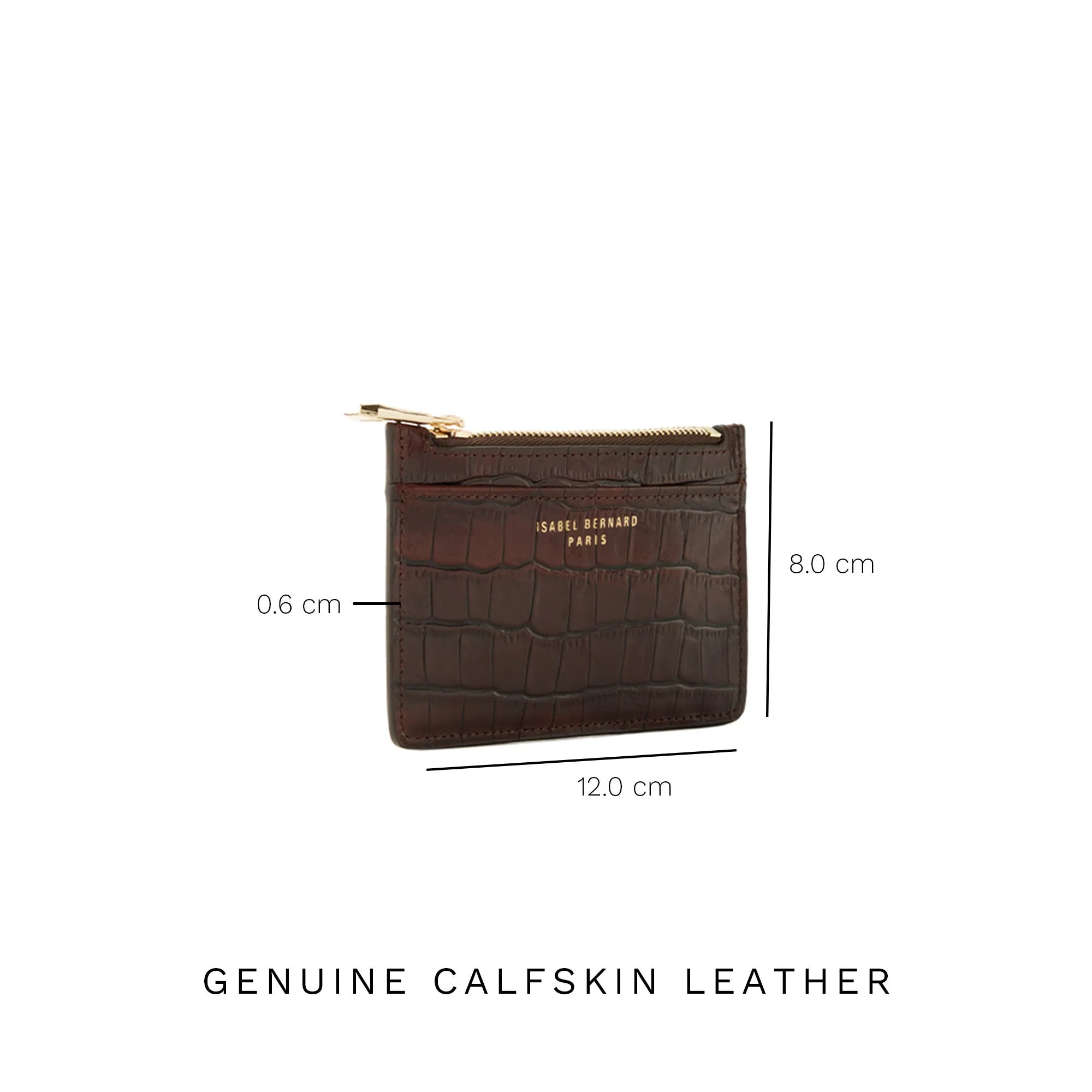 Honoré Aveline croco brown calfskin leather card holder