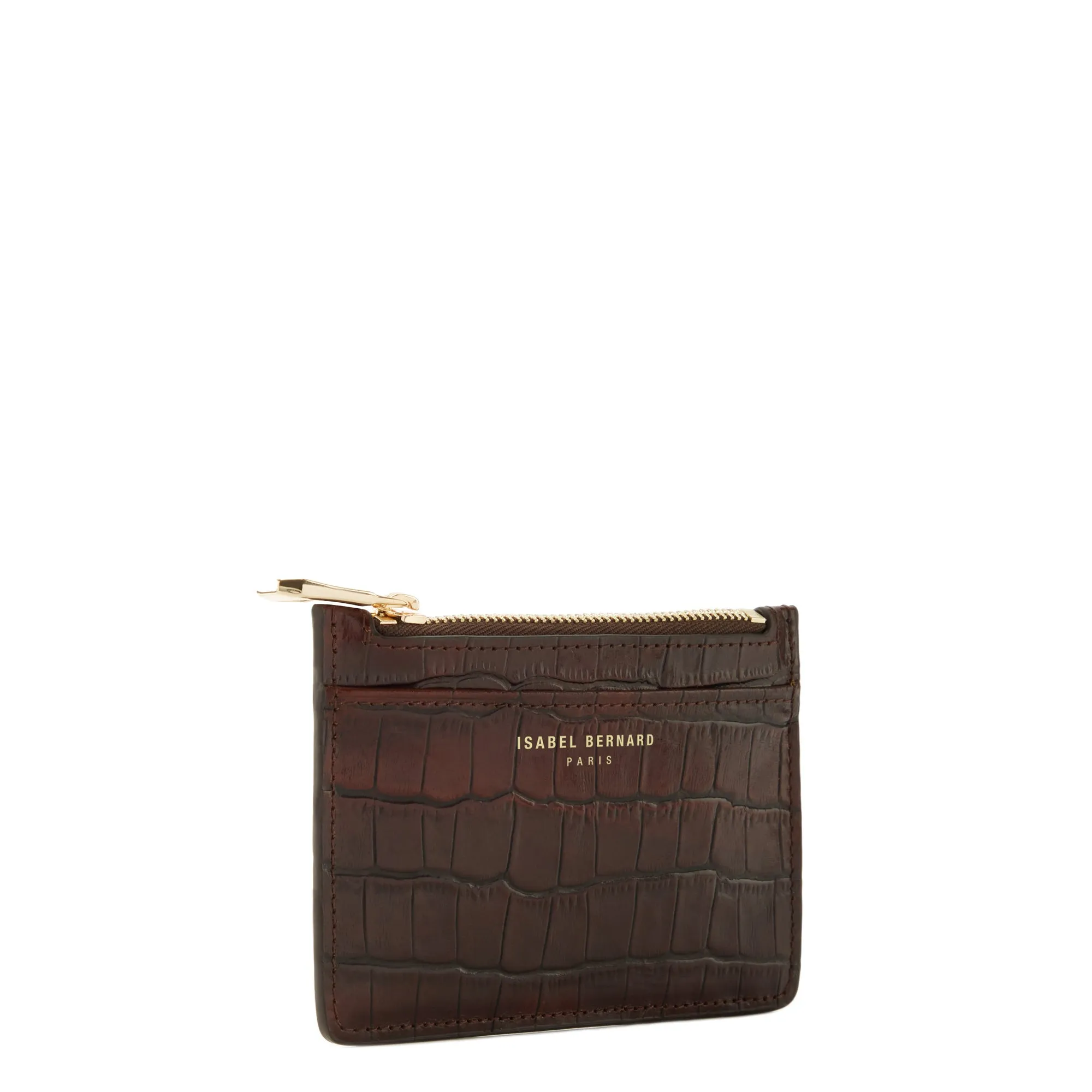 Honoré Aveline croco brown calfskin leather card holder