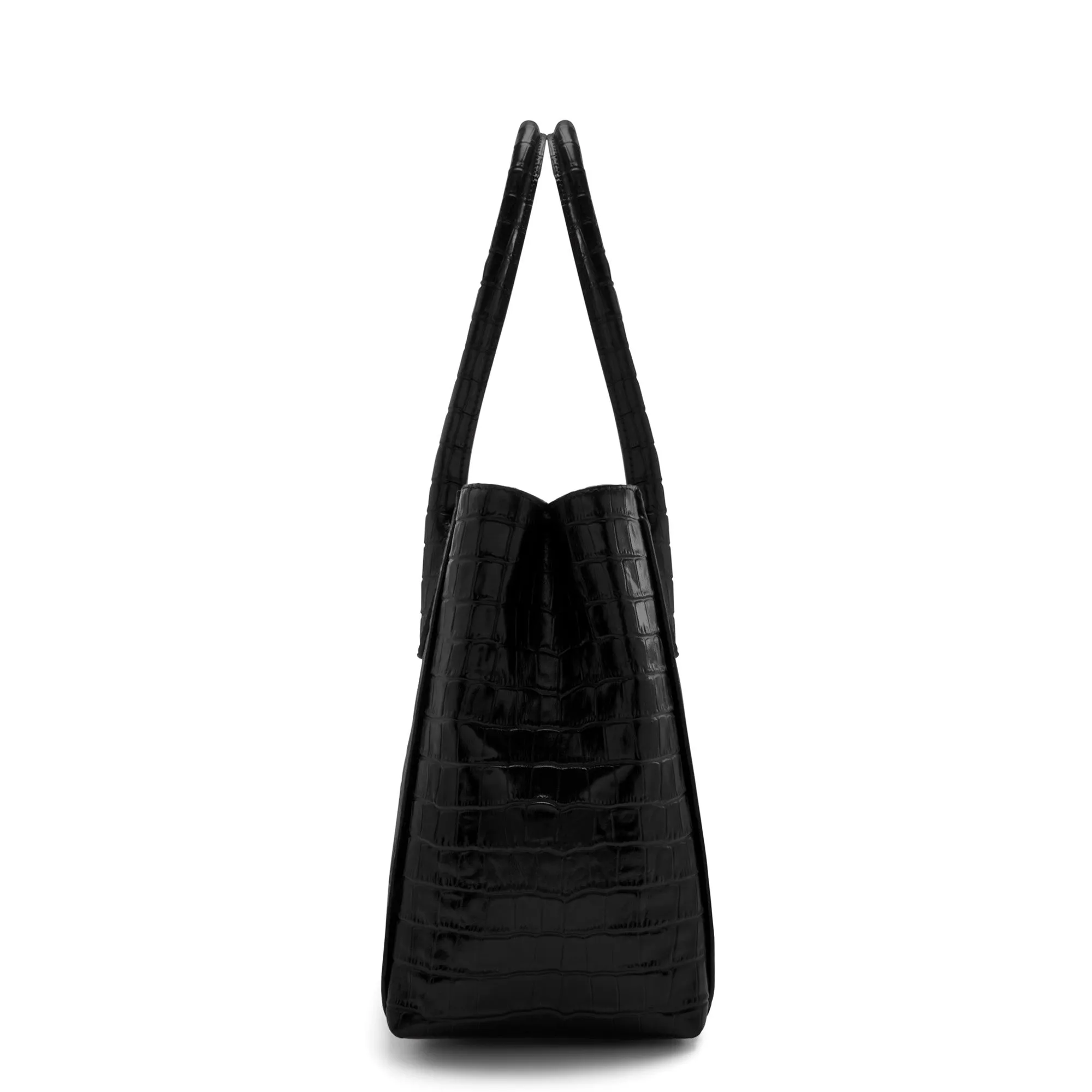 Honoré Cloe Midi croco black calfskin leather handbag