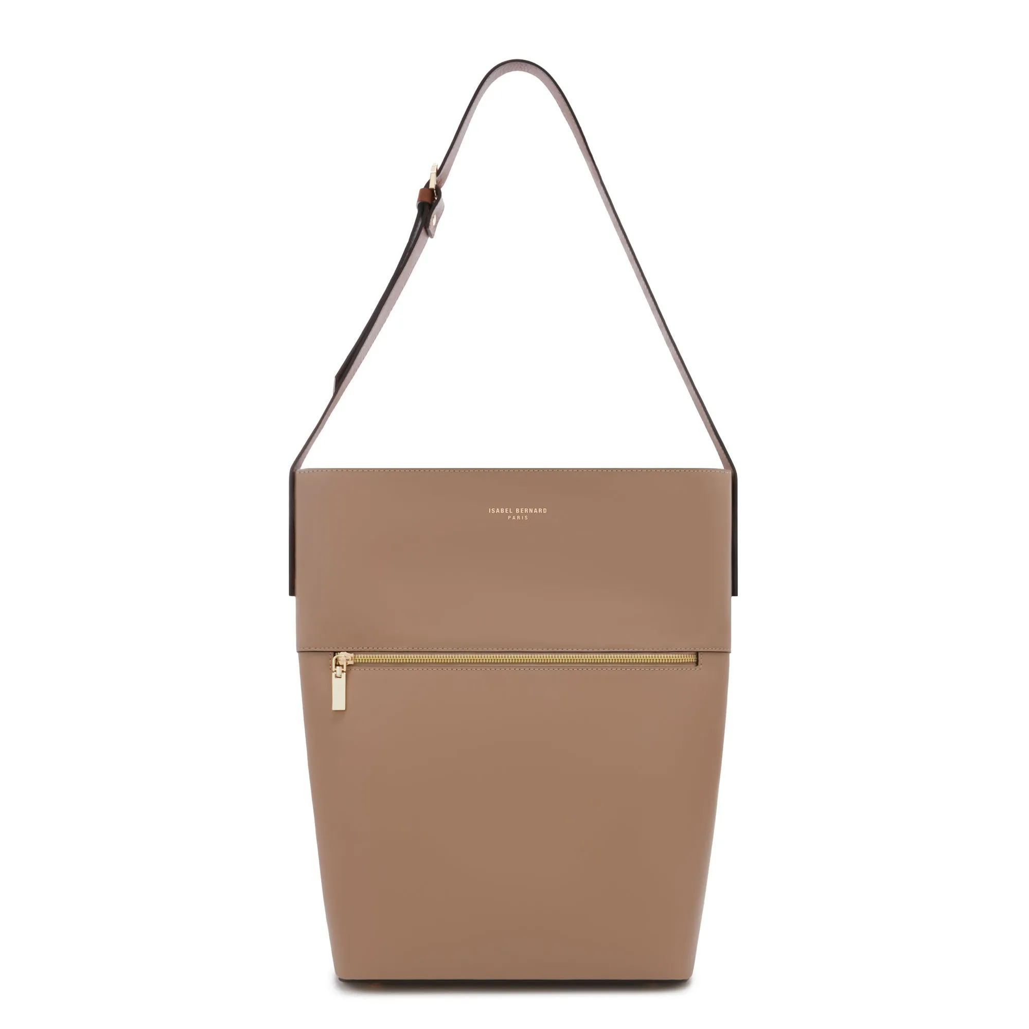 Honoré Flora taupe calfskin leather shoulder bag with laptop compartment