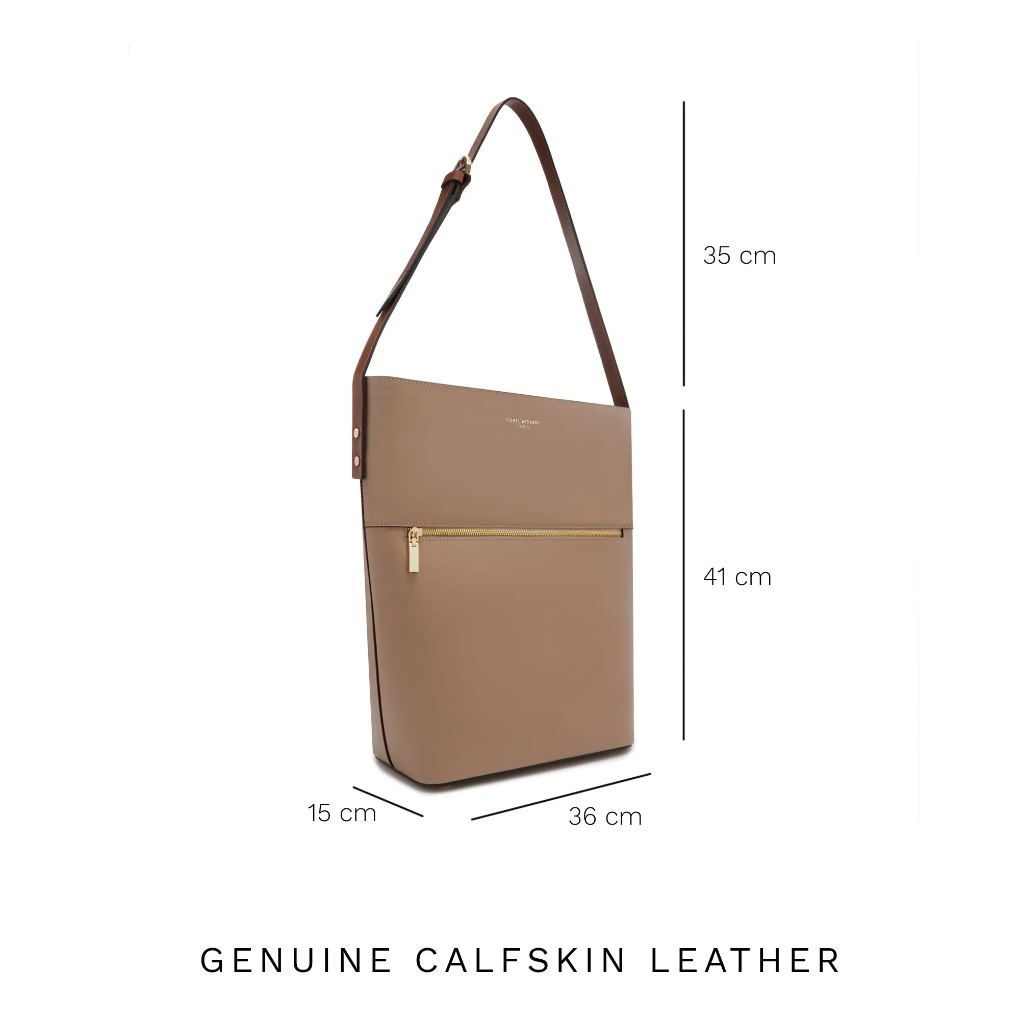 Honoré Flora taupe calfskin leather shoulder bag with laptop compartment