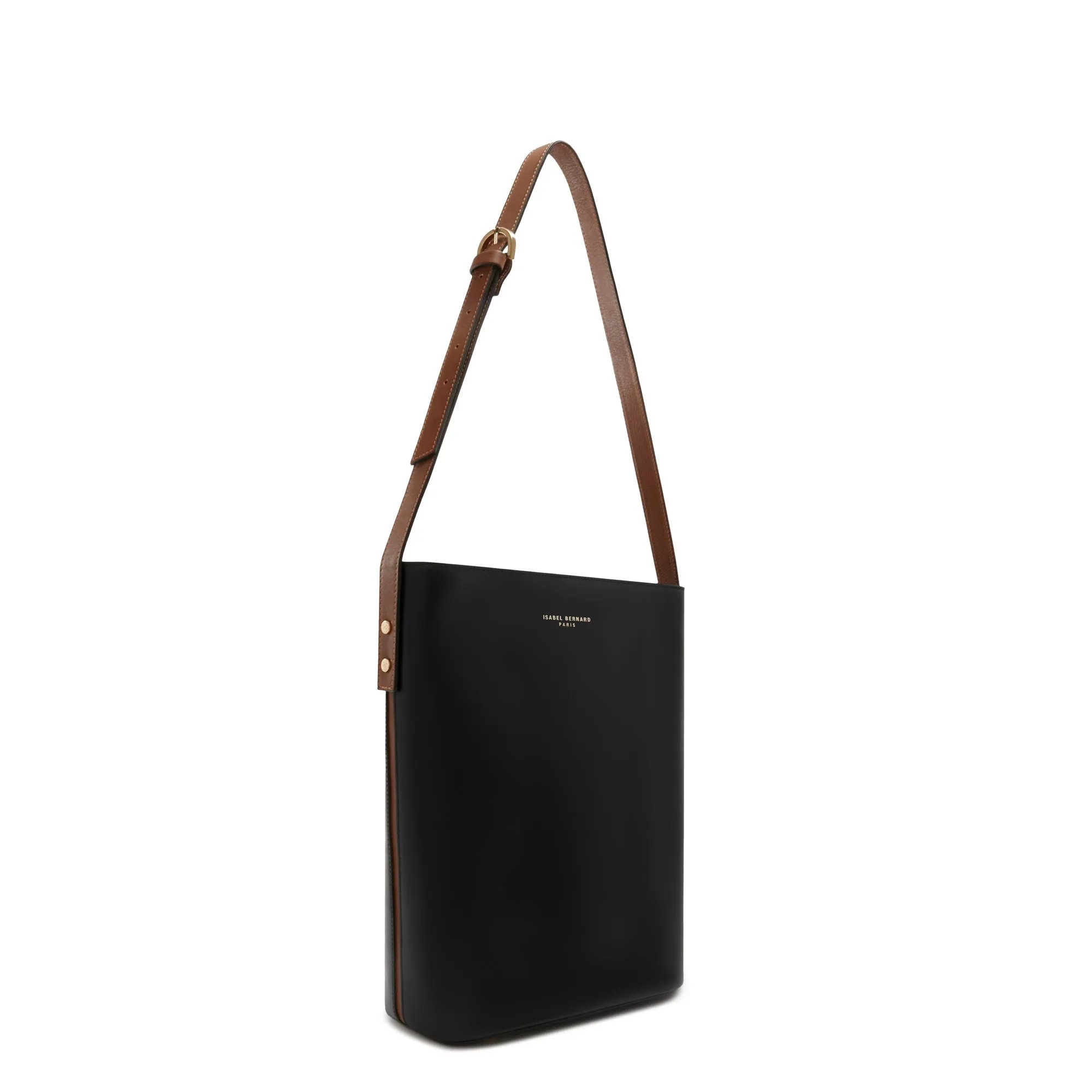 Honoré Lora black calfskin leather shoulder bag with laptop compartment