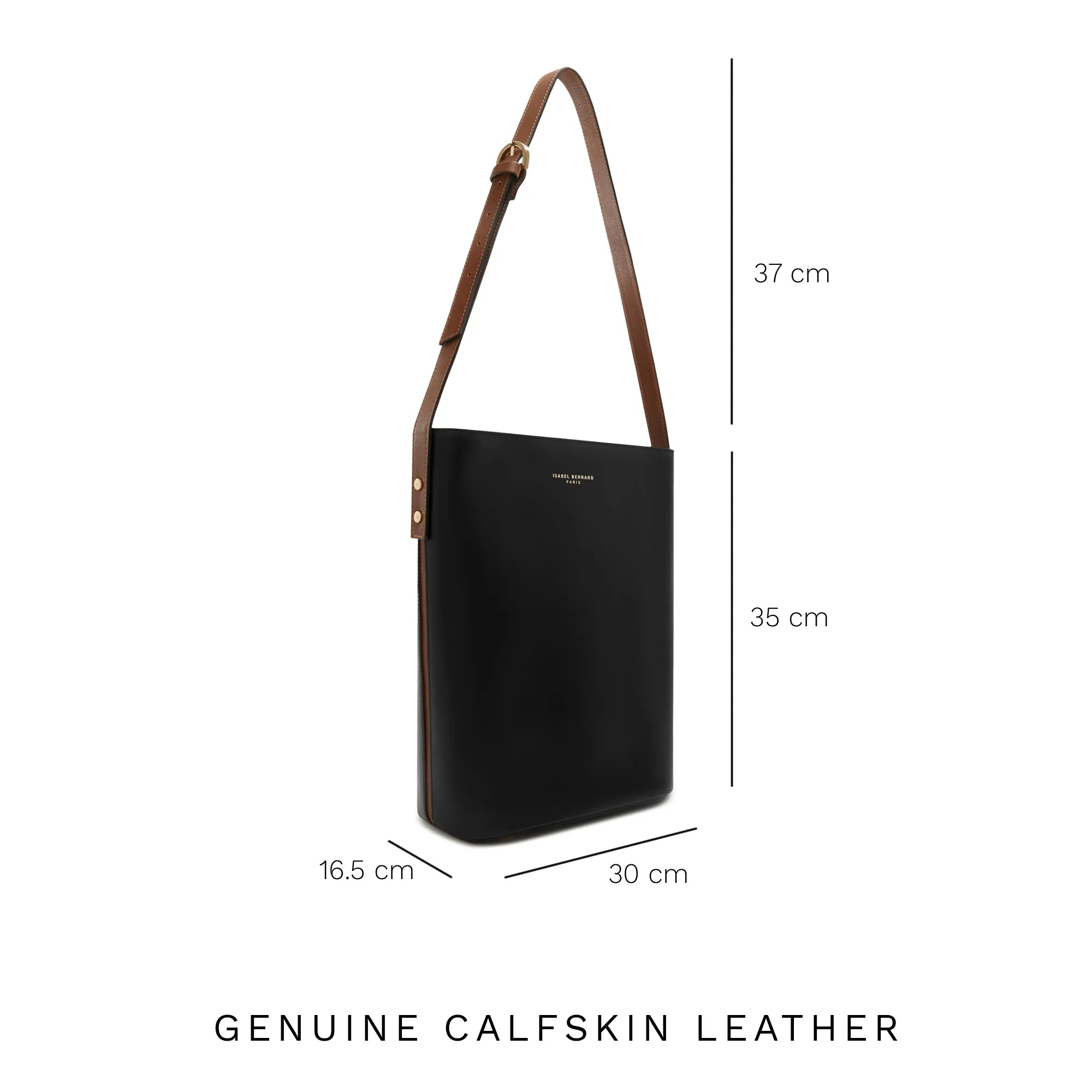 Honoré Lora black calfskin leather shoulder bag with laptop compartment