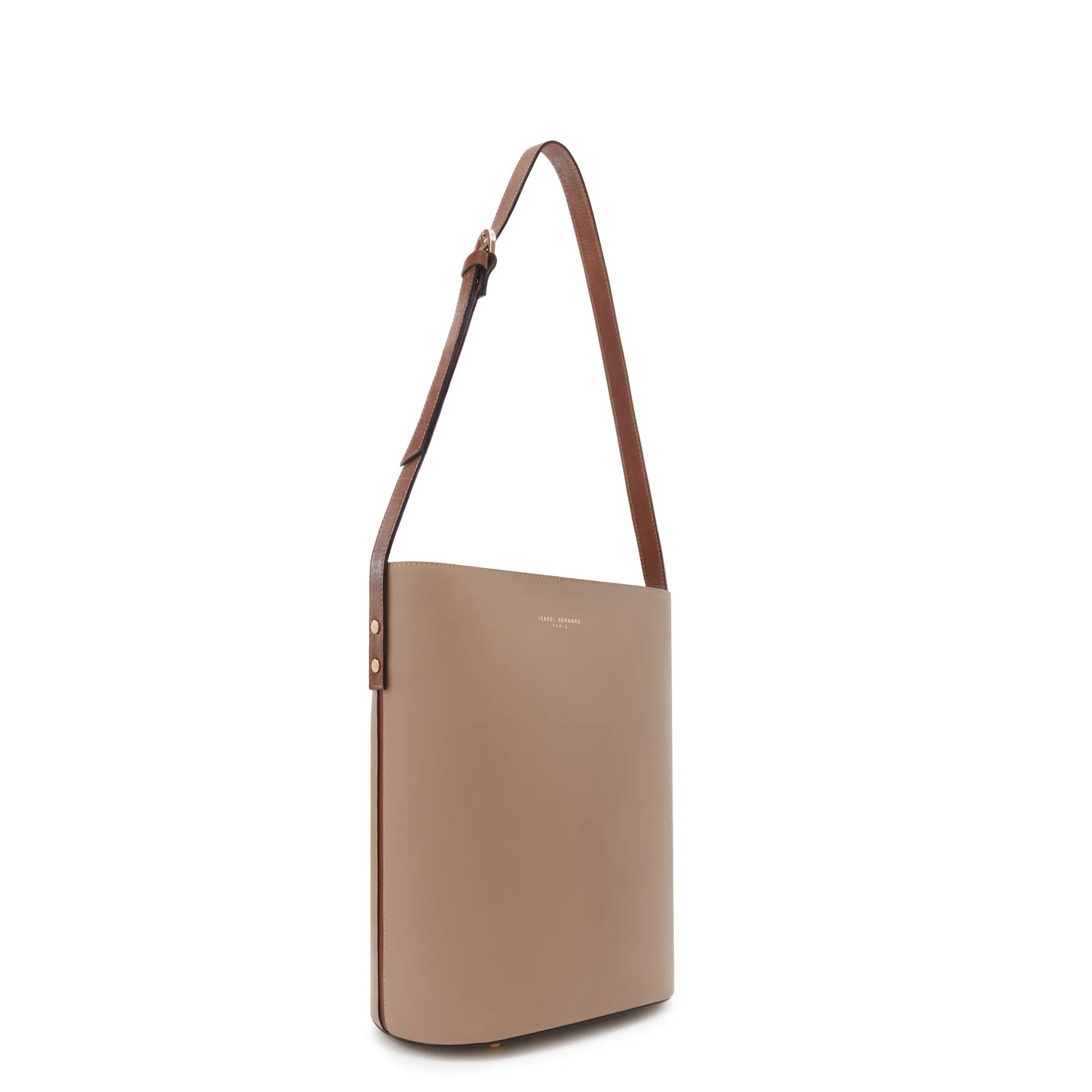 Honoré Lora taupe calfskin leather shoulder bag with laptop compartment