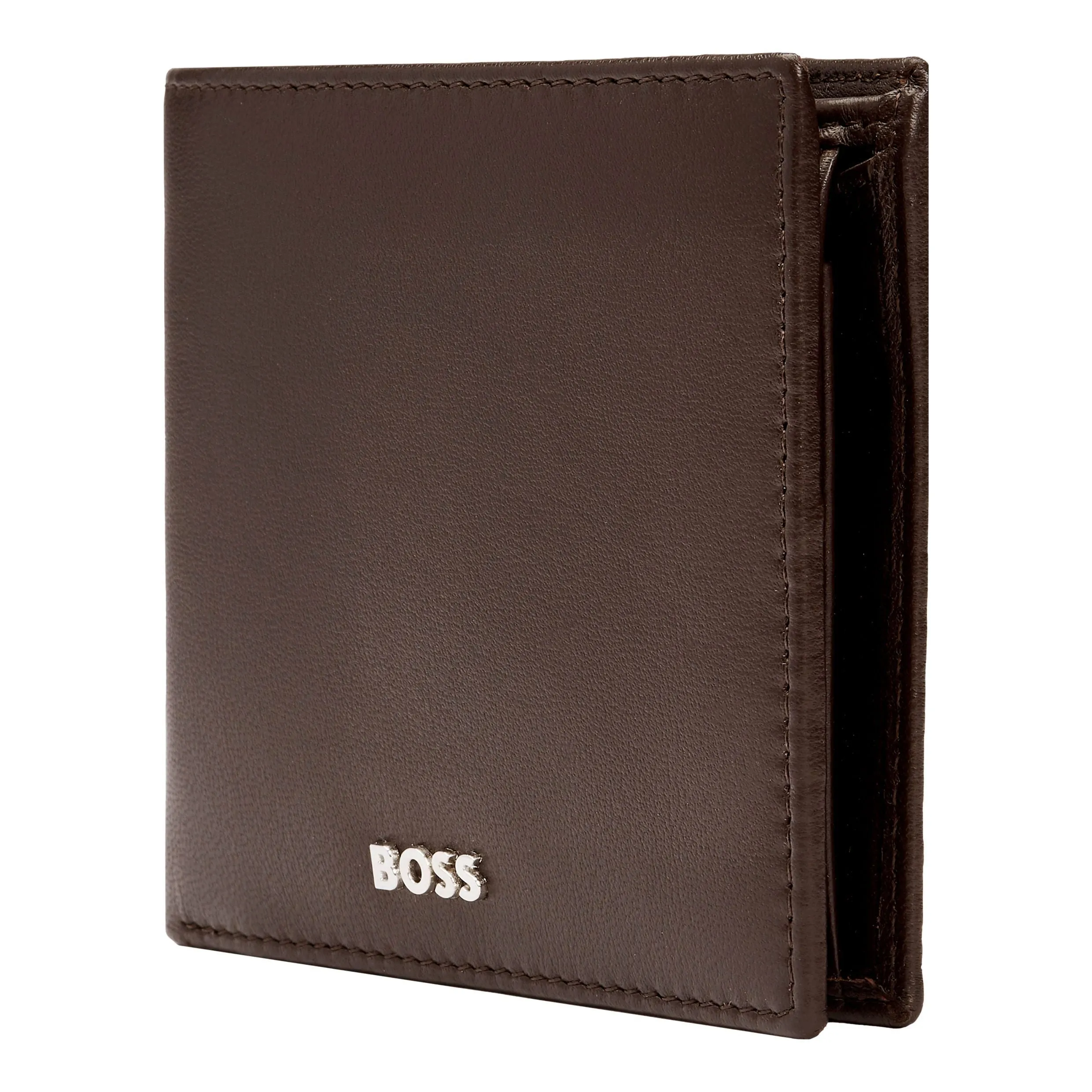 HUGO BOSS Luxury Smooth Brown Leather Coin Wallet HLM403Y