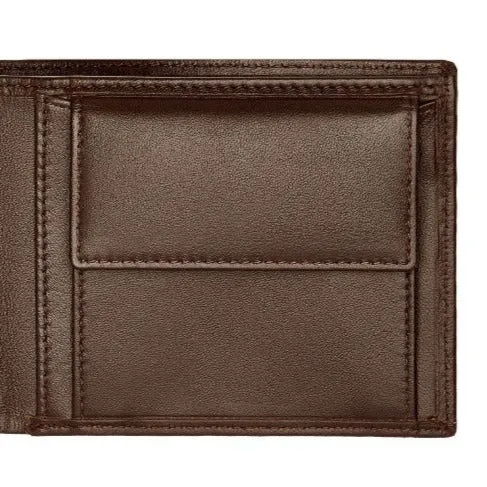 HUGO BOSS Luxury Smooth Brown Leather Coin Wallet HLM403Y