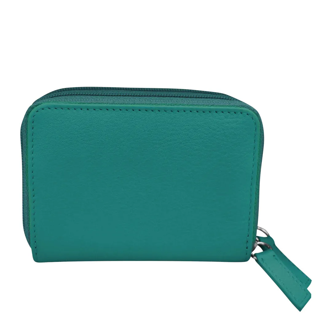 ILI NEW YORK 6714 DOUBLE ZIP ACCORDION WALLET AQUA