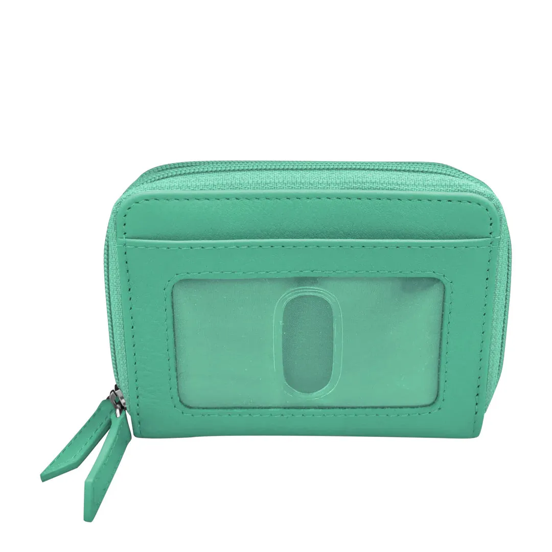 ILI NEW YORK 6714 DOUBLE ZIP ACCORDION WALLET AQUA