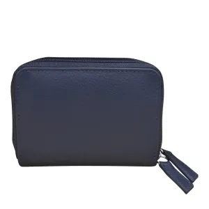 ILI NEW YORK 6714 DOUBLE ZIP ACCORDION WALLET NAVY