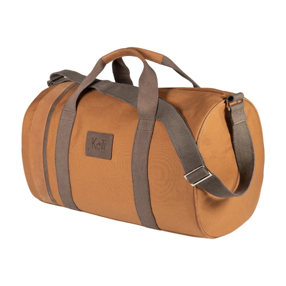 Kaili Mood Heritage Canvas Travel Duffle Bag Tan Brown