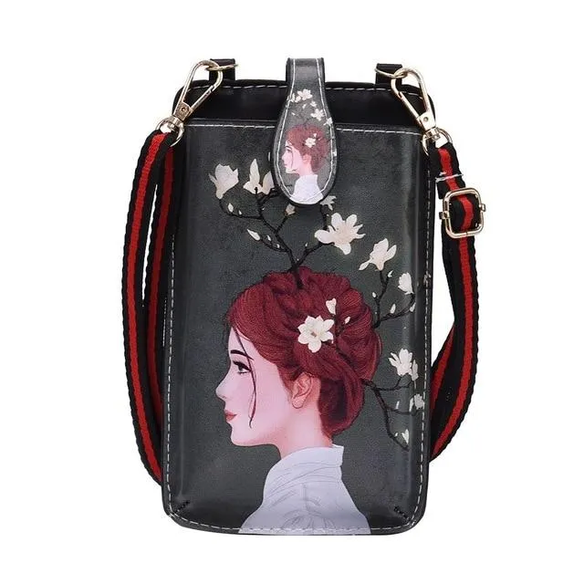 Ladies Cell Phone Case Mini Cross Body Shoulder Bag Girl Coin Cute Cartoon Print Wallet Women's Wallets Purse |Shoulder Bags|