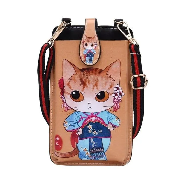 Ladies Cell Phone Case Mini Cross Body Shoulder Bag Girl Coin Cute Cartoon Print Wallet Women's Wallets Purse |Shoulder Bags|