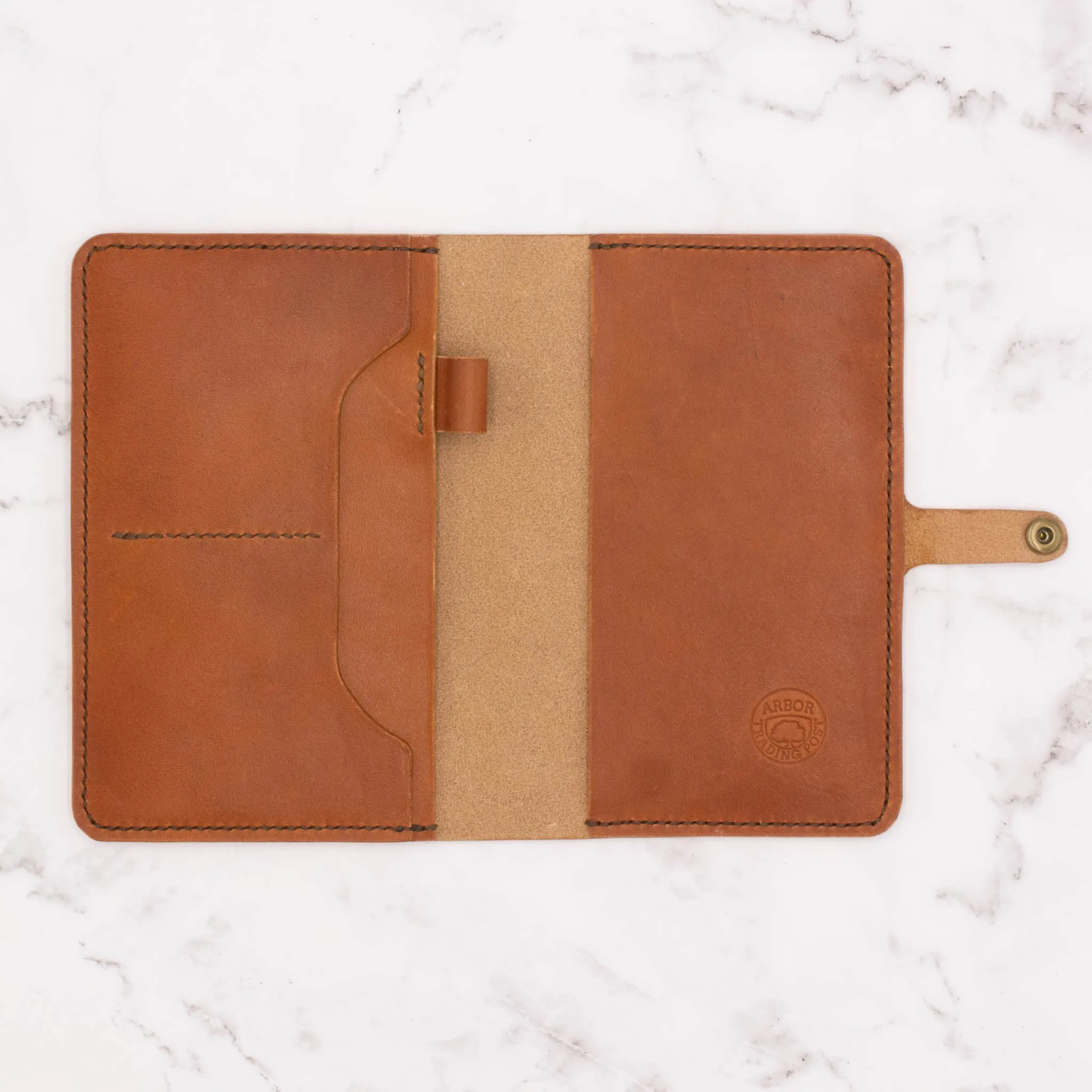 Leather Field Note / Passport Cover with Snap Closure - English Tan