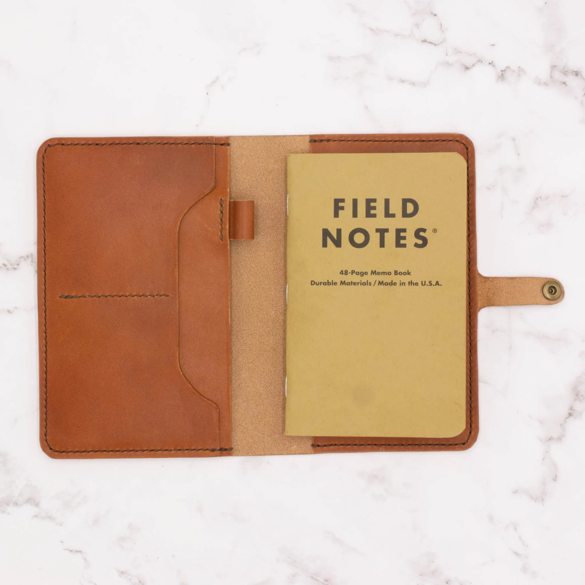 Leather Field Note / Passport Cover with Snap Closure - English Tan