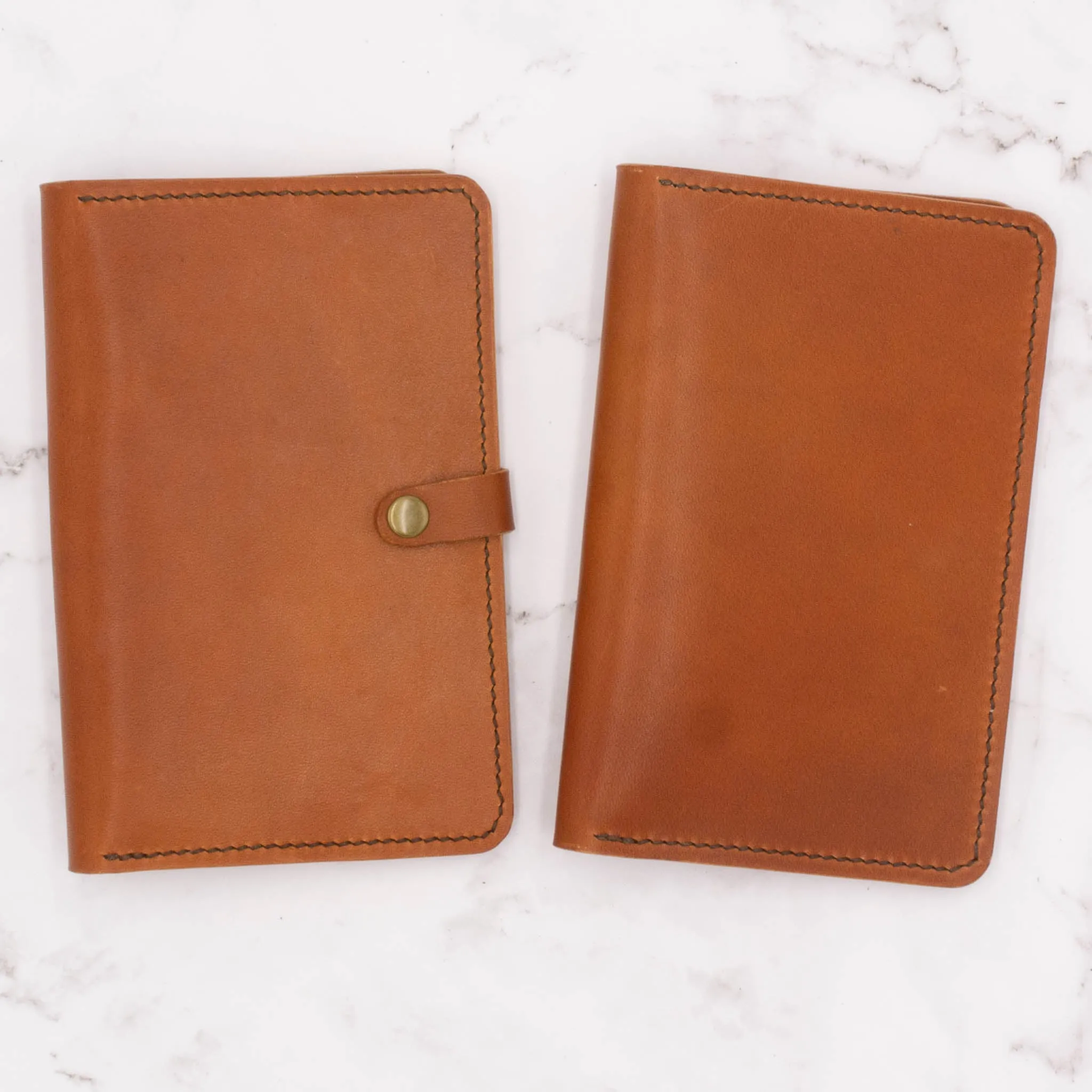 Leather Field Note / Passport Cover with Snap Closure - English Tan