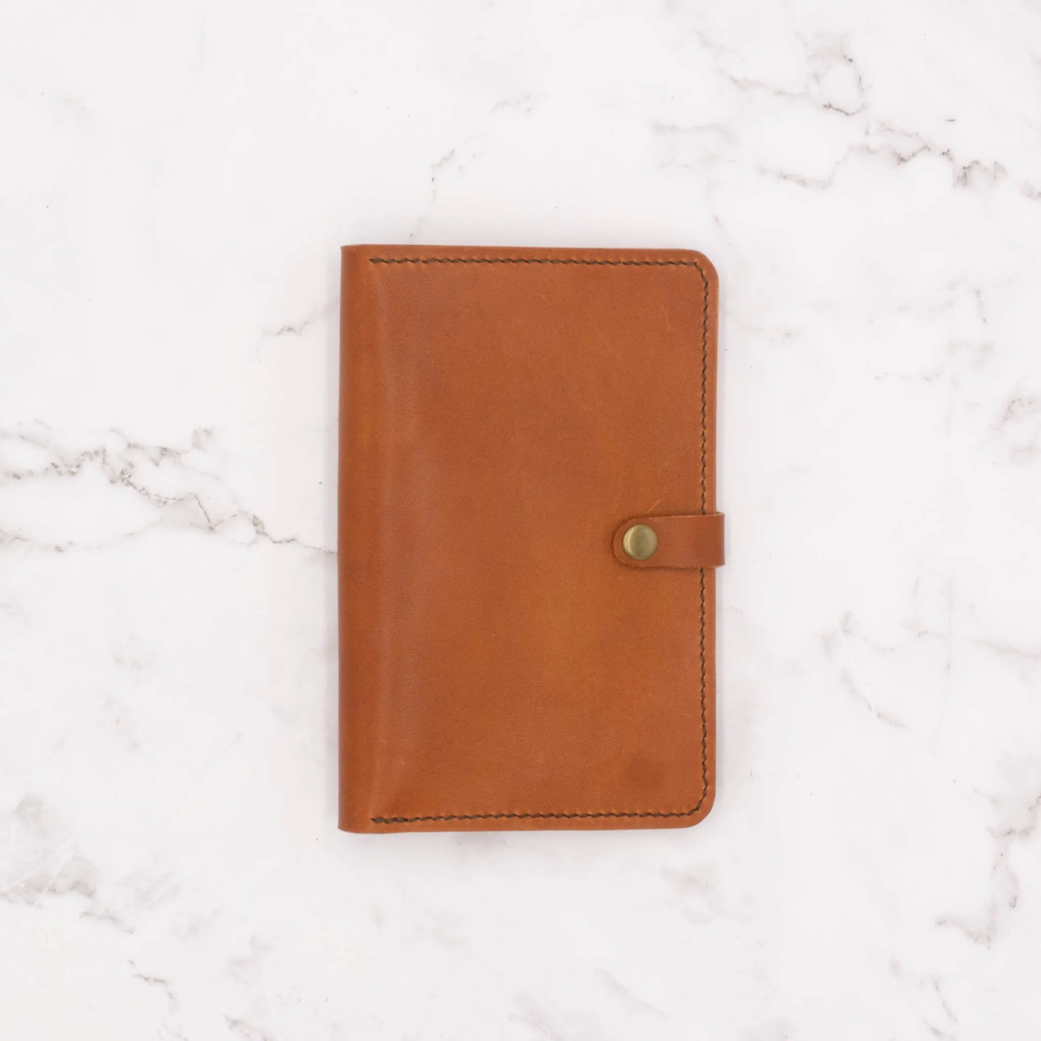 Leather Field Note / Passport Cover with Snap Closure - English Tan