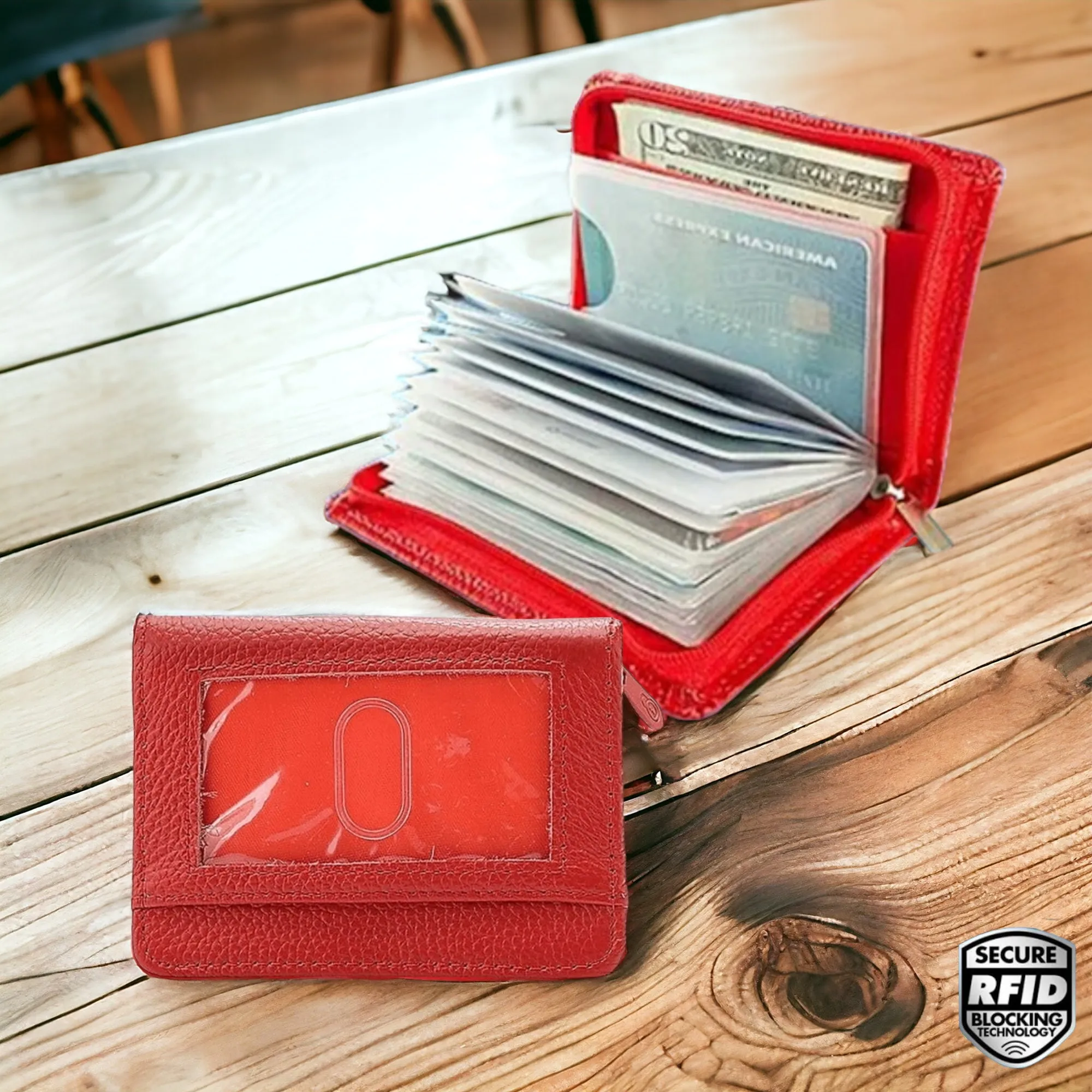 Lock Wallet - RFID Blocking Wallet for Men and Women Protection from Theft (Red)