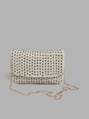 LOV Beaded Gold Embellished Clutch