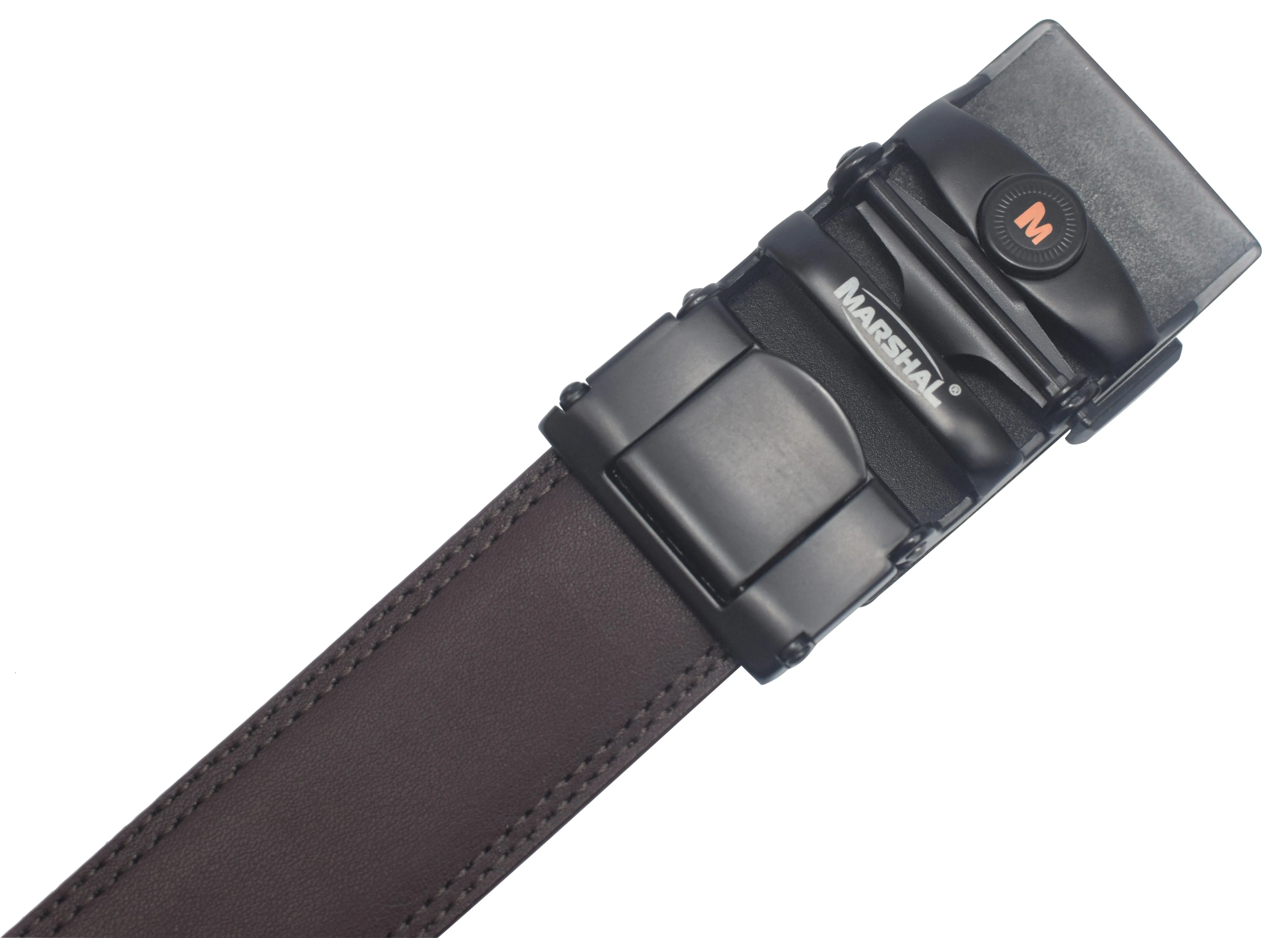 Marshal Men's Genuine Leather Ratchet Dress Belt With Automatic Buckle