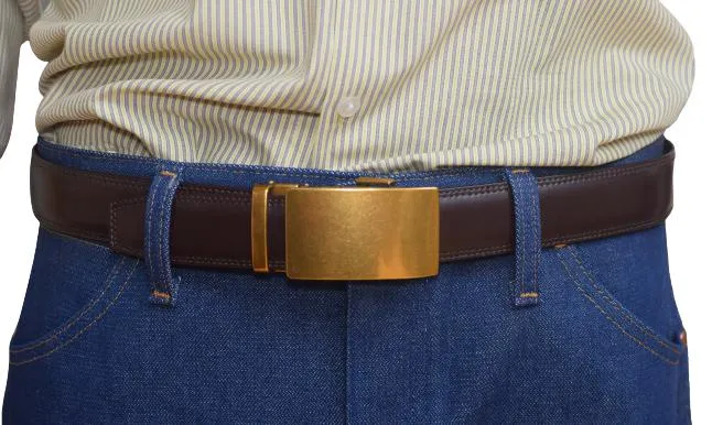 Marshal Men's Genuine Leather Ratchet Dress Belt With Automatic Buckle