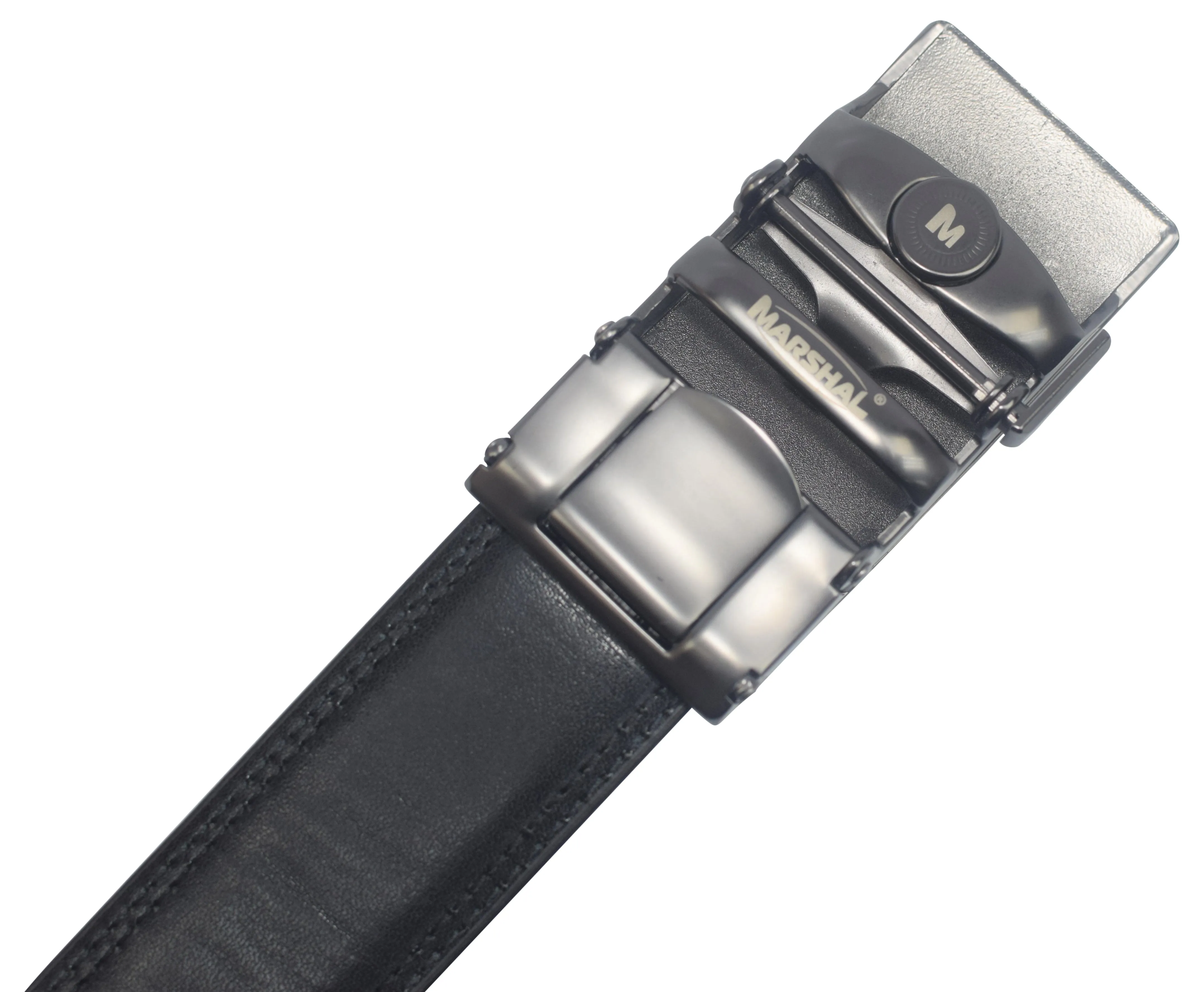 Marshal Men's Genuine Leather Ratchet Dress Belt With Automatic Buckle