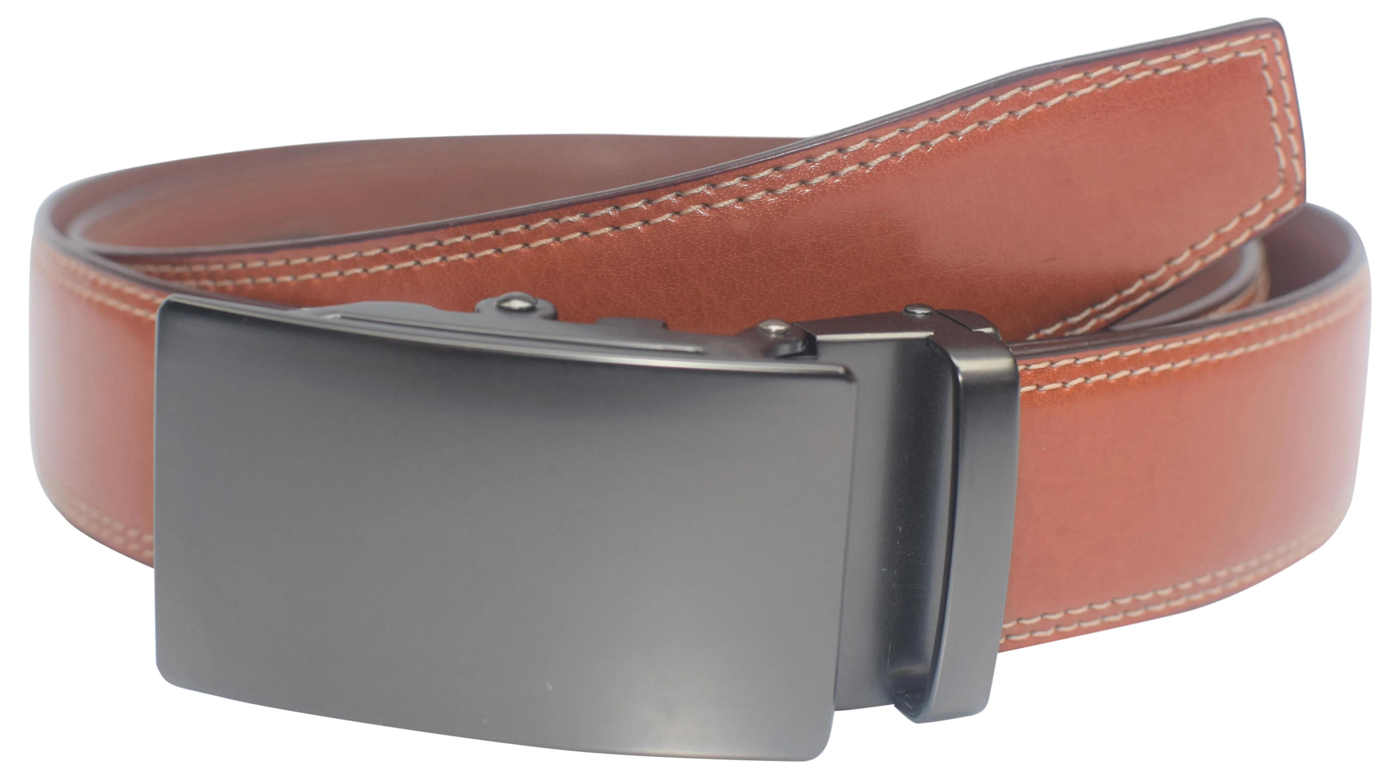 Marshal Men's Genuine Leather Ratchet Dress Belt With Automatic Buckle