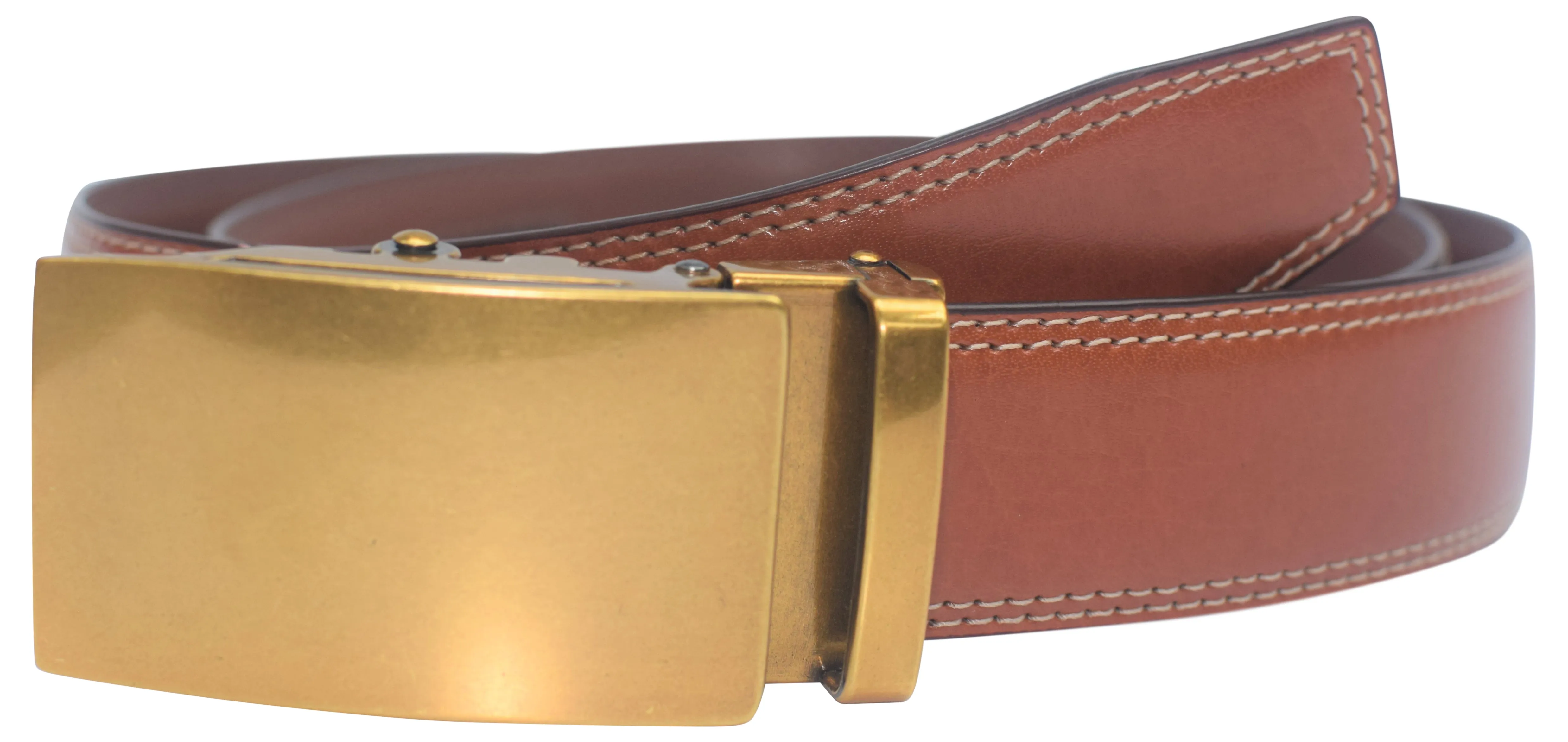 Marshal Men's Genuine Leather Ratchet Dress Belt With Automatic Buckle