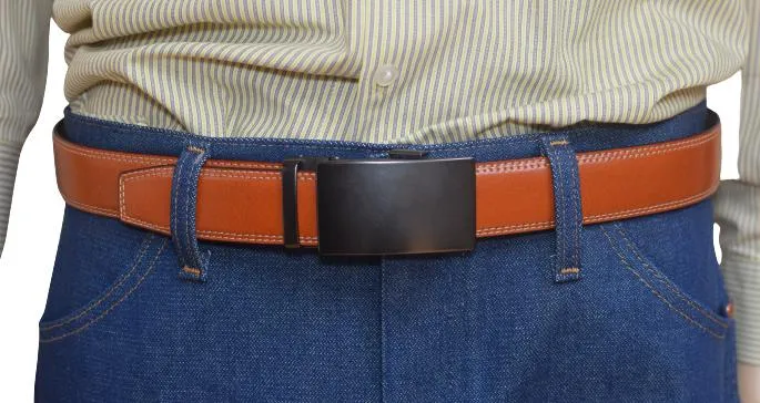 Marshal Men's Genuine Leather Ratchet Dress Belt With Automatic Buckle