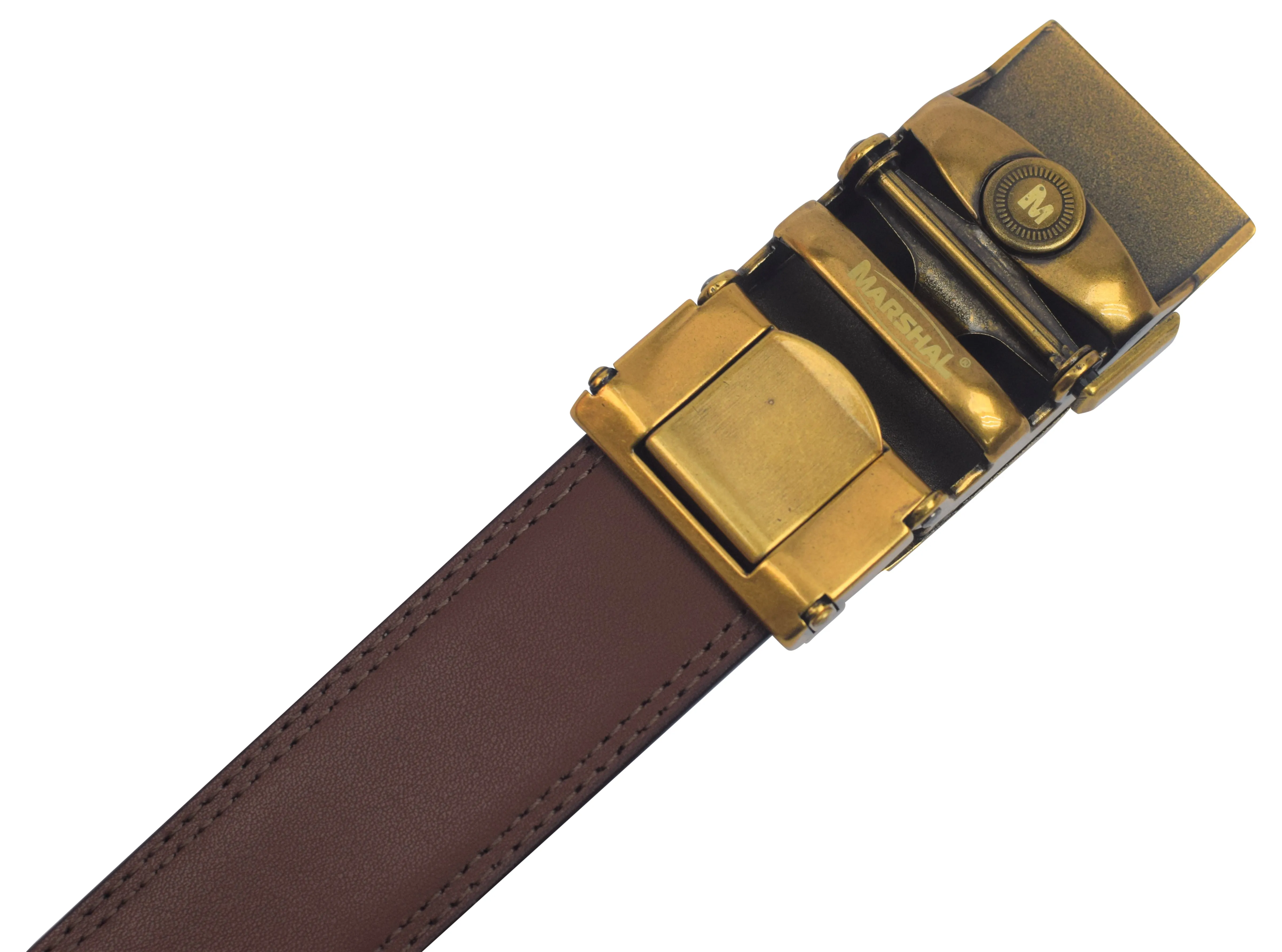 Marshal Men's Genuine Leather Ratchet Dress Belt With Automatic Buckle