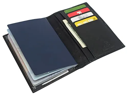 Marshal Slim RFID Blocking Leather Passport Holder Travel Bifold Wallet For Men