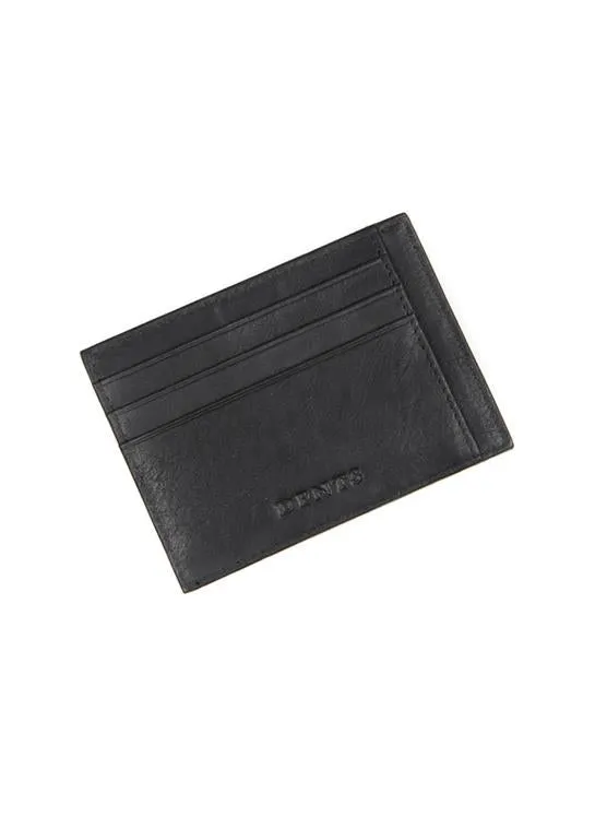 Men's Contrast Stitch Pebble Grain Leather Card Holder with RFID Blocking