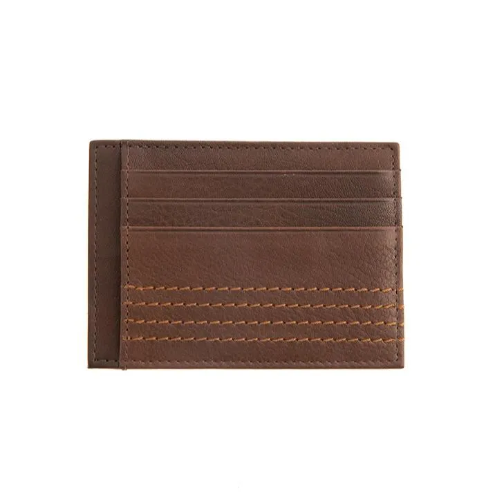 Men's Contrast Stitch Pebble Grain Leather Card Holder with RFID Blocking