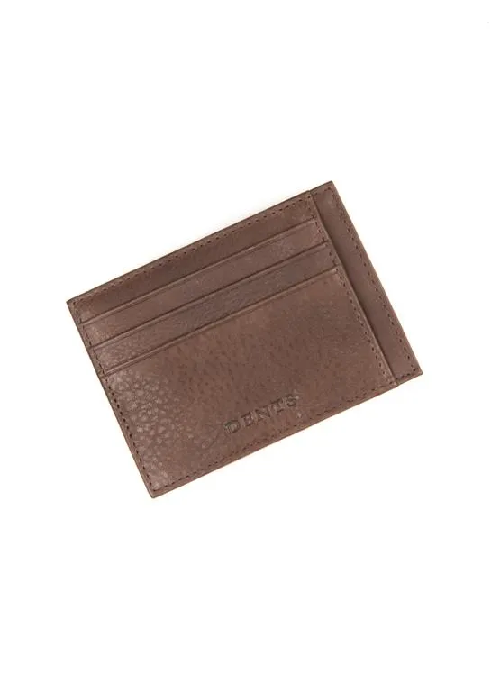 Men's Contrast Stitch Pebble Grain Leather Card Holder with RFID Blocking