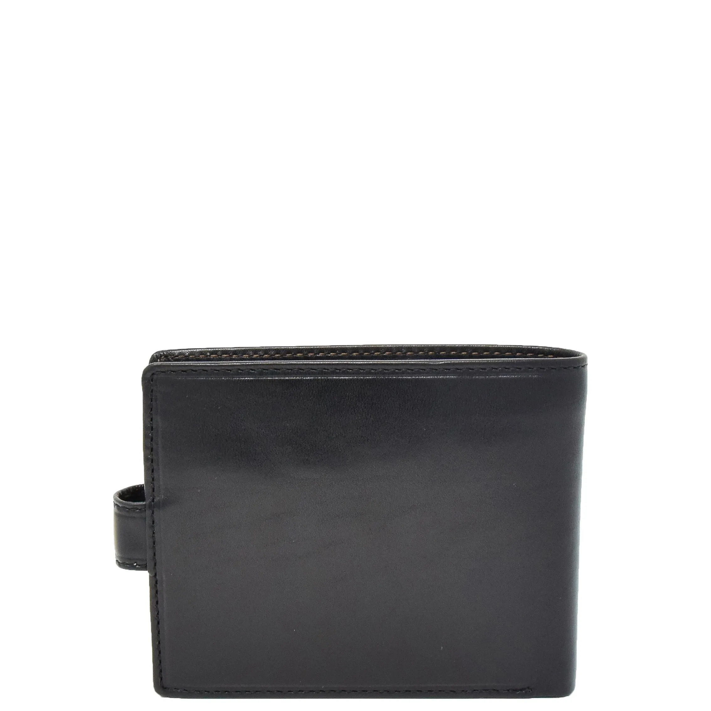 Mens Genuine Italian Leather Snap Closure Wallet AVZ5 Black