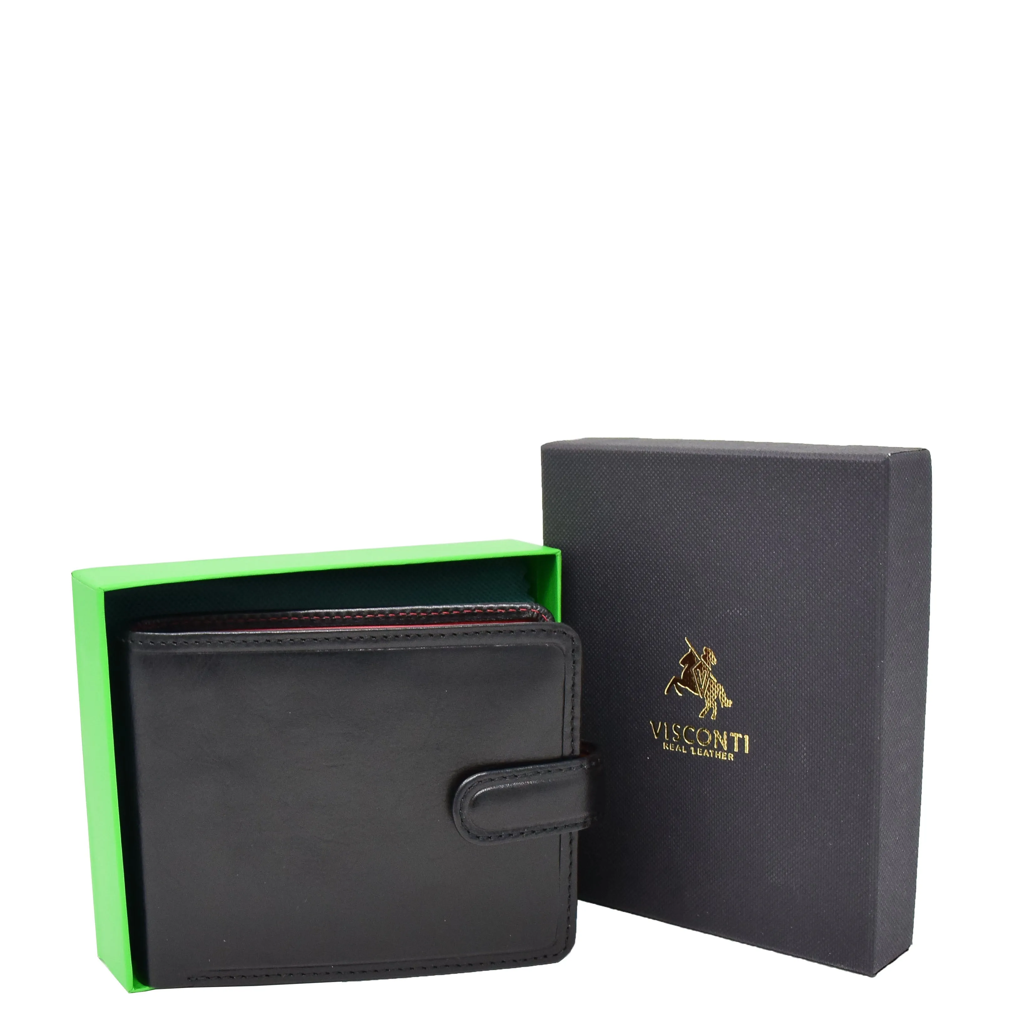 Mens High Quality Real Italian Leather Wallet Purse AVT53 Black