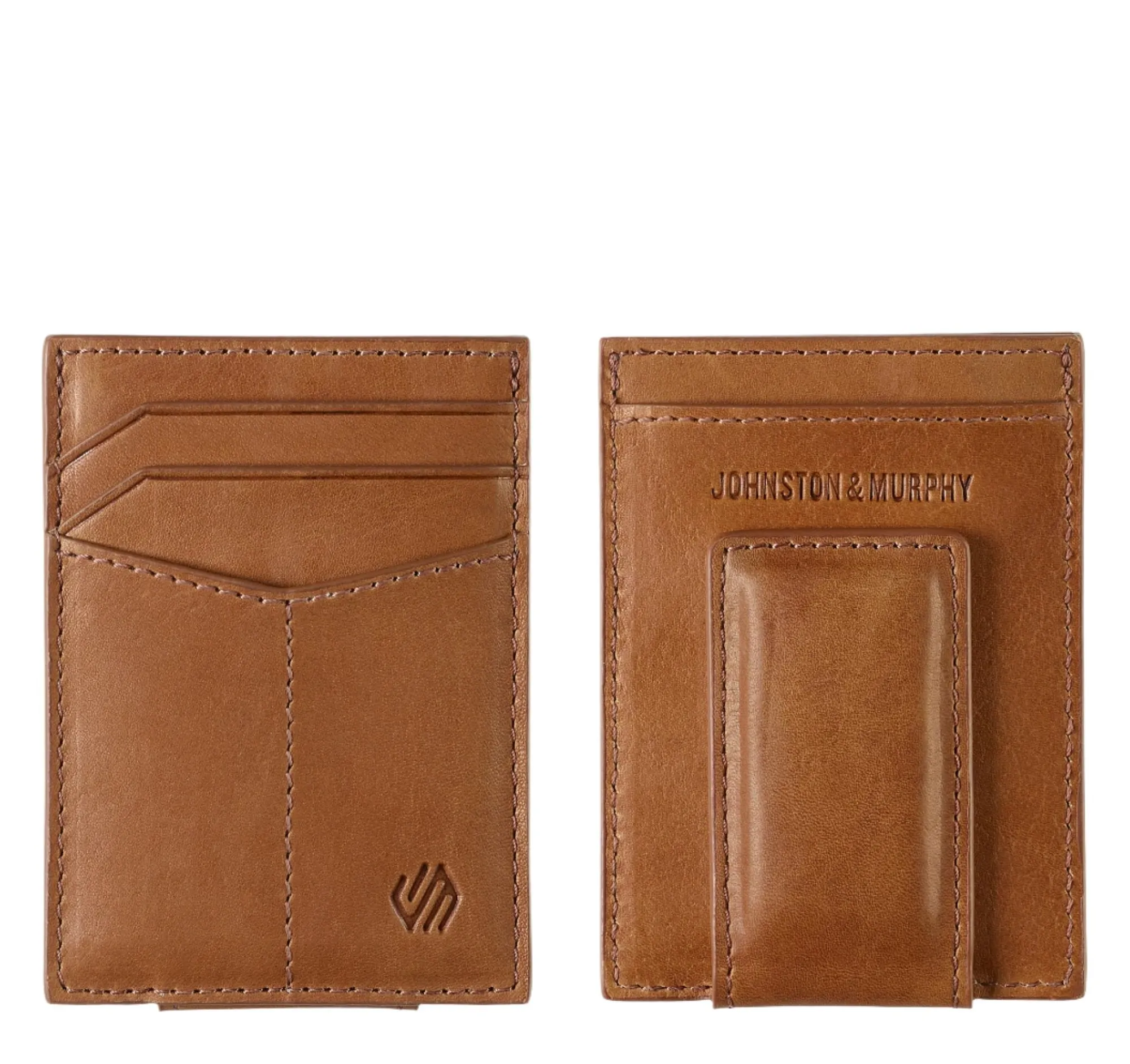 MEN'S JOHNSTON & MURPHY RHODES FRONT POCKET WALLET | TAN FULL GRAIN