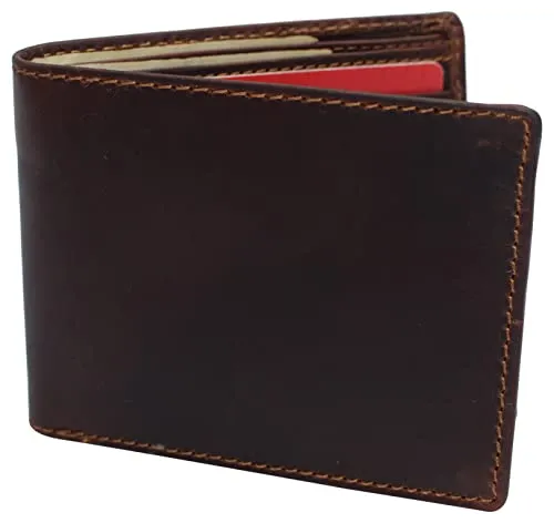 Men's Real Vintage Leather RFID Blocking Bifold Wallet Stylish Anti Theft Security With ID Window