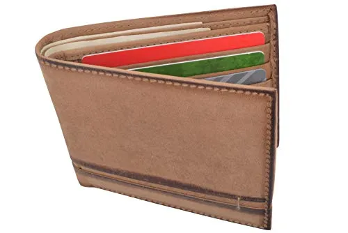 Mens Slim Bifold Wallet RFID Blocking Front Pocket Genuine Hunter Leather Wallets for Men