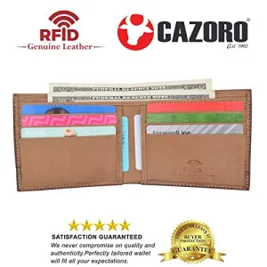 Mens Slim Bifold Wallet RFID Blocking Front Pocket Genuine Hunter Leather Wallets for Men