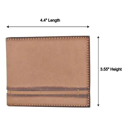 Mens Slim Bifold Wallet RFID Blocking Front Pocket Genuine Hunter Leather Wallets for Men