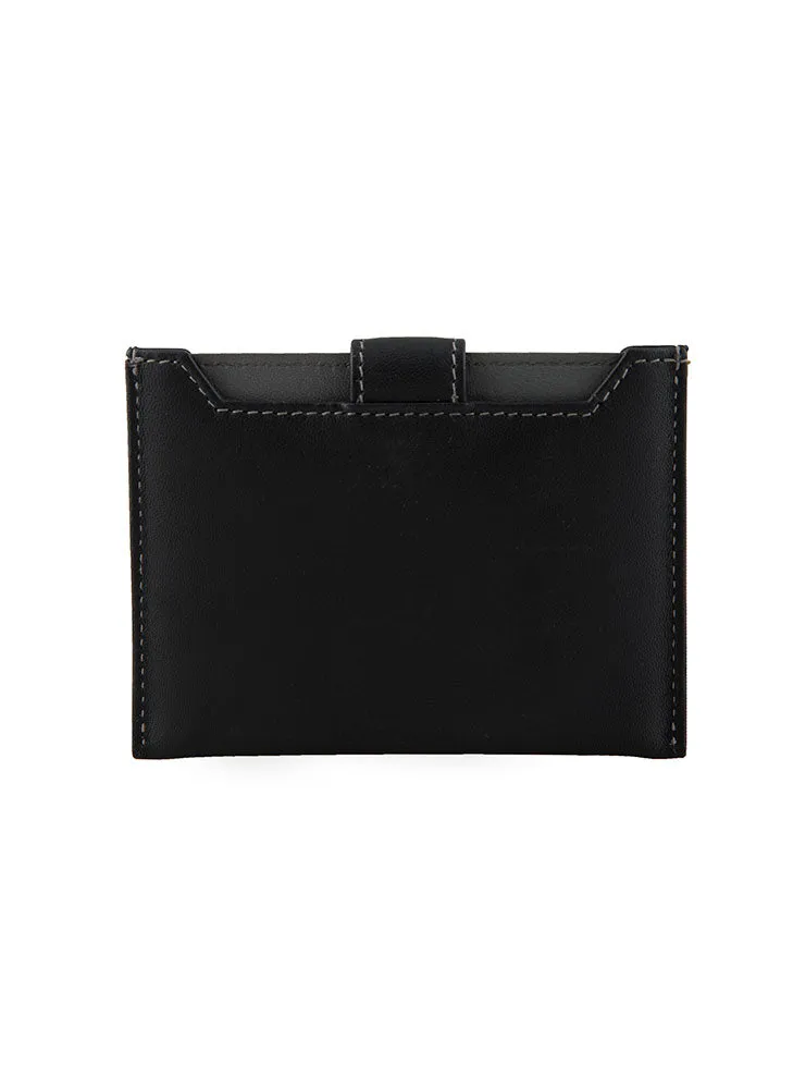 Men's Smooth Nappa Leather Card Holder with RFID Blocking and Case