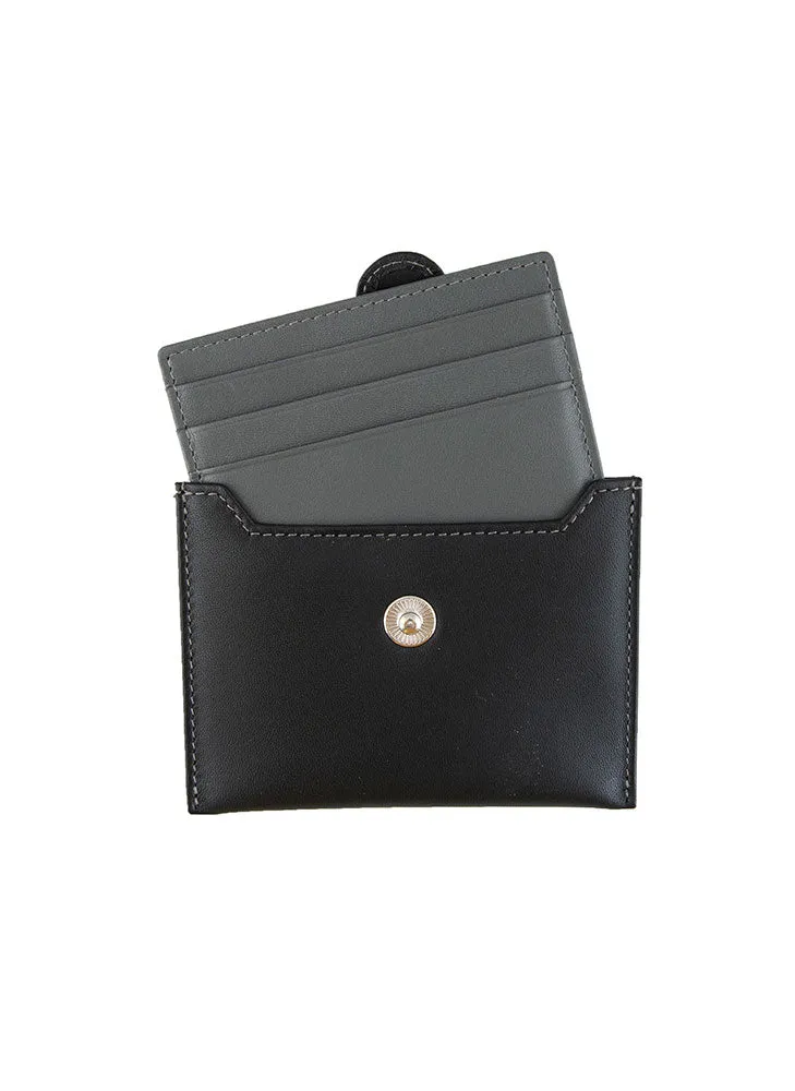 Men's Smooth Nappa Leather Card Holder with RFID Blocking and Case