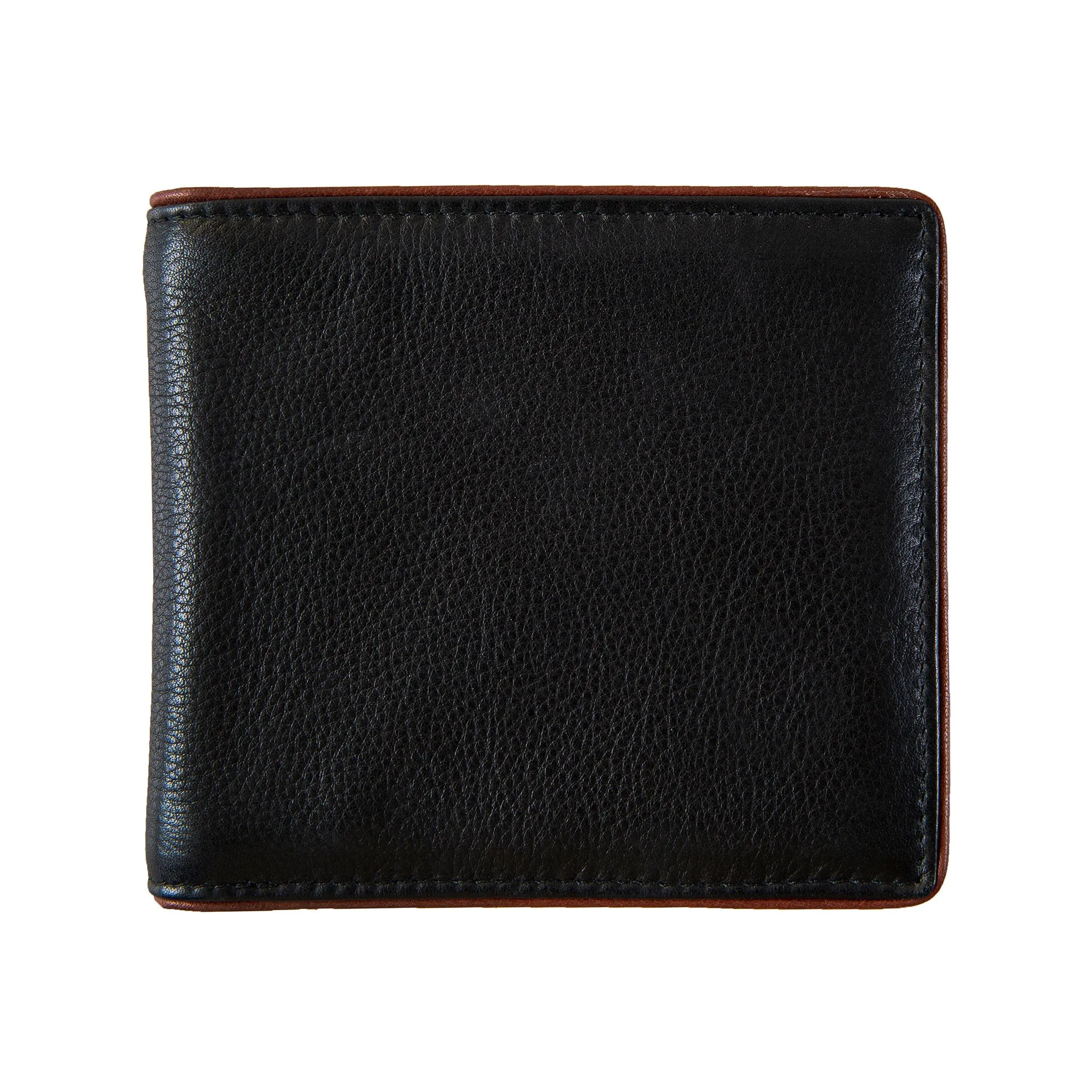 Men's Two-Colour Pebble Grain Leather Bifold Wallet with RFID Blocking