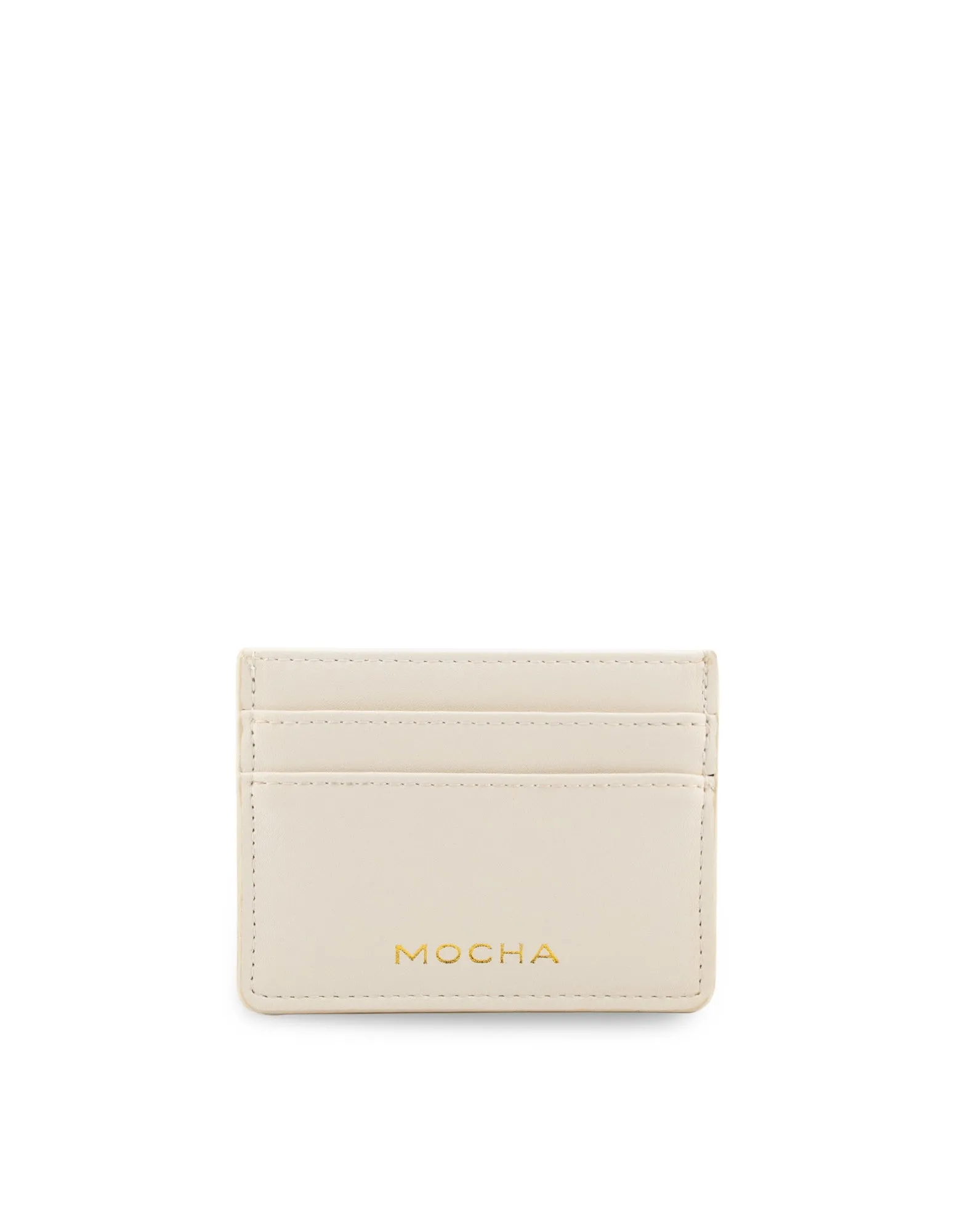 Mocha Avery Simple Card Holder- Cream