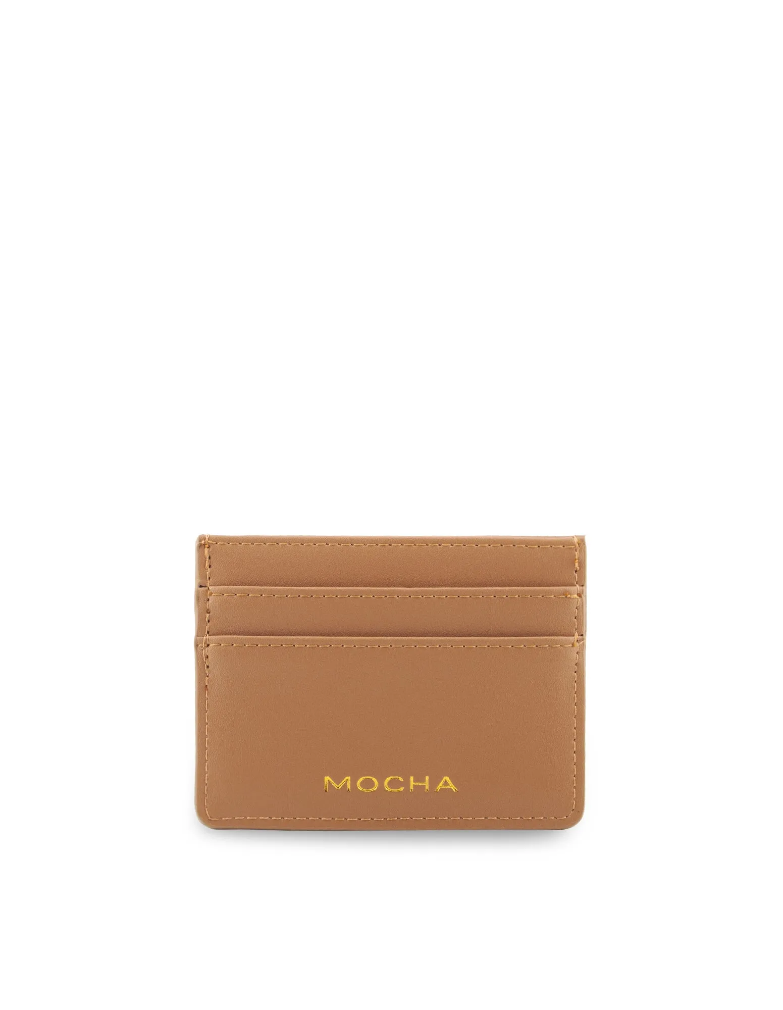 Mocha Avery Simple Card Holder- Tan